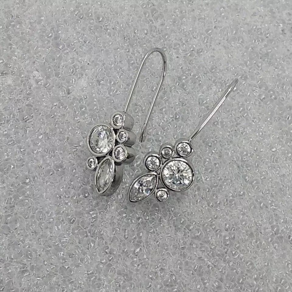 Art Deco Round Lab Created Diamond Office Wear Earring In 14K White Gold Finish