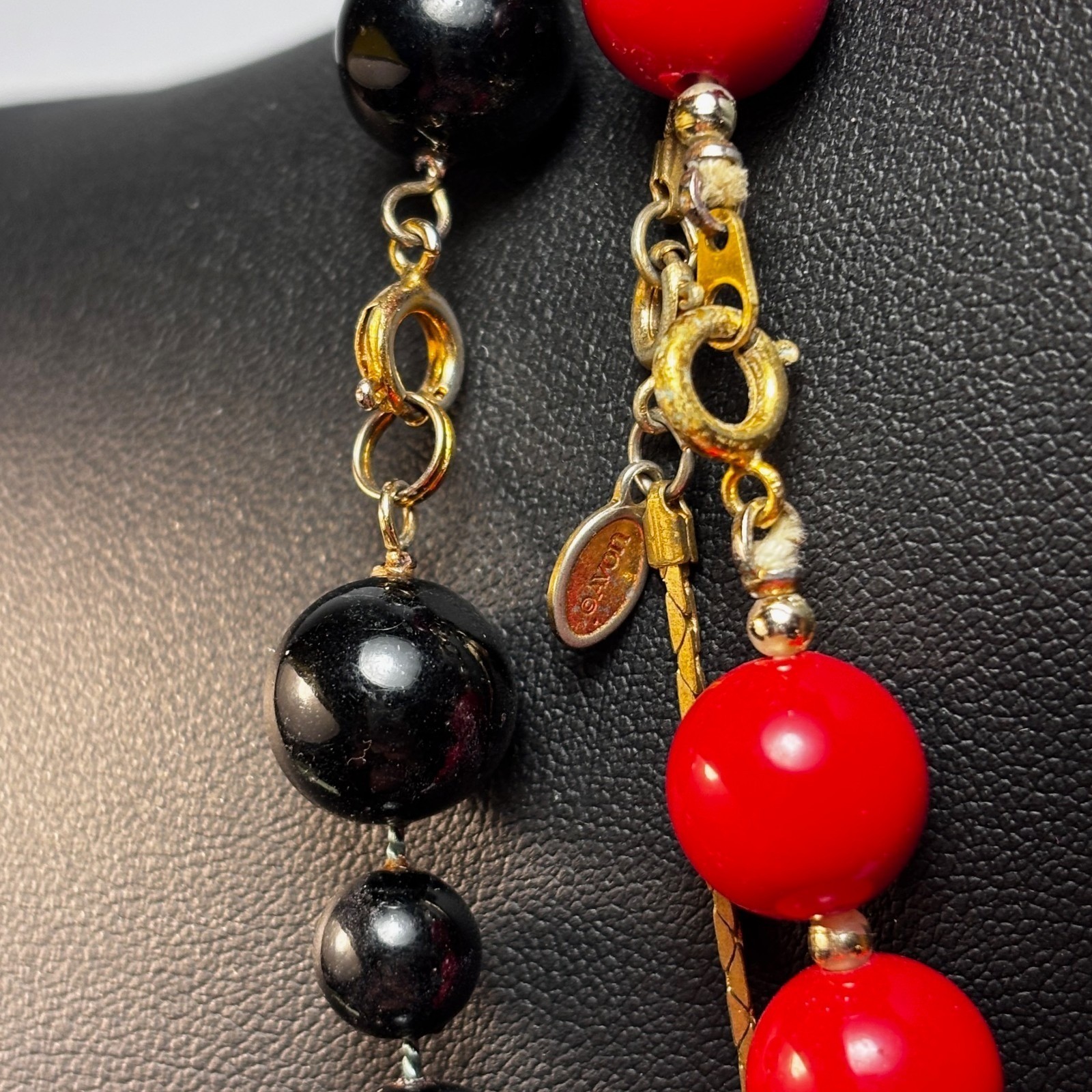 Necklace Lot Goth Witchy Black Red Vintage Acrylic Beads Metal Moon Pendant