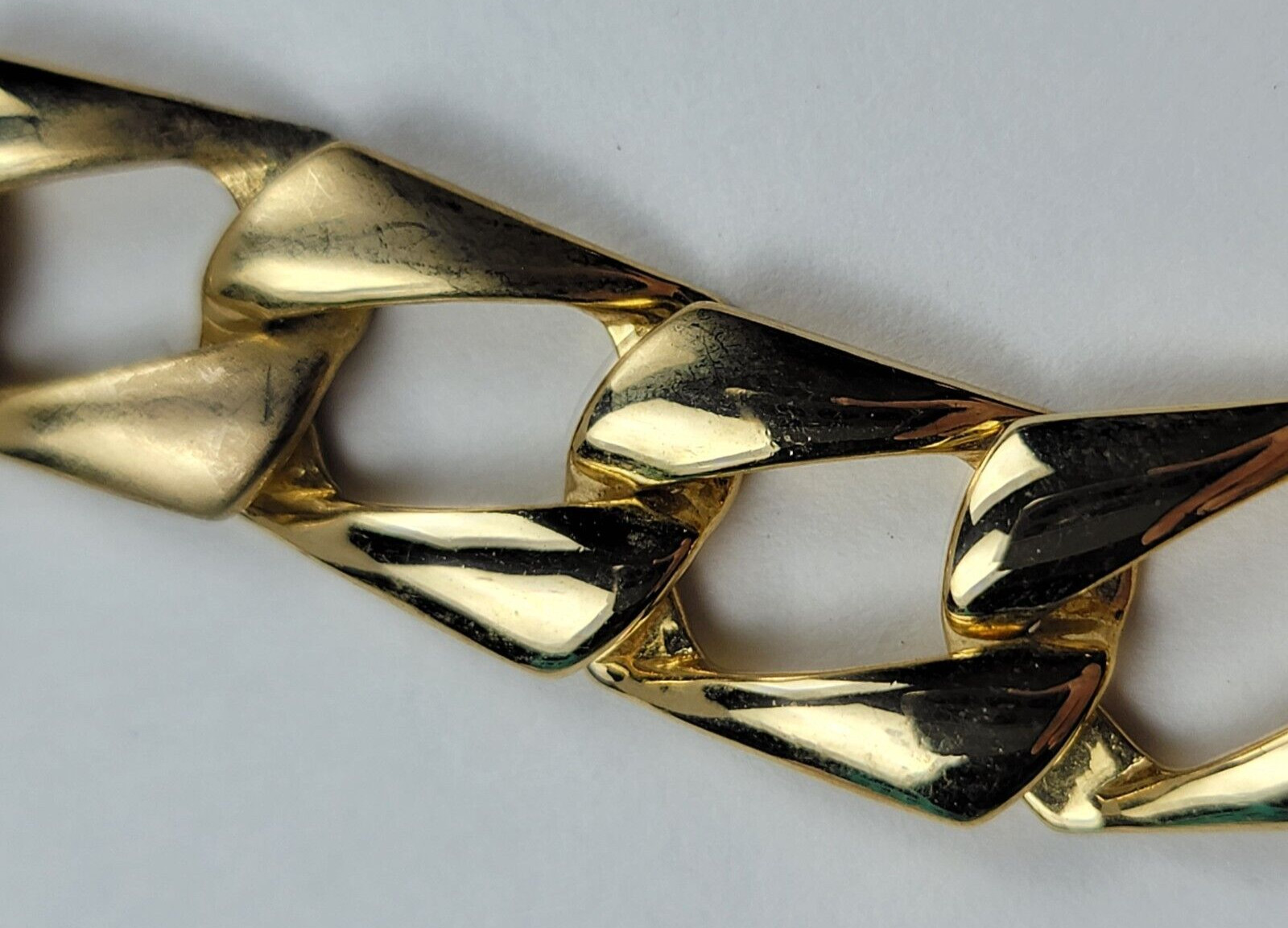 Gold Tone Square Link Chain Collar Necklace 17″ Fold Over Clasp