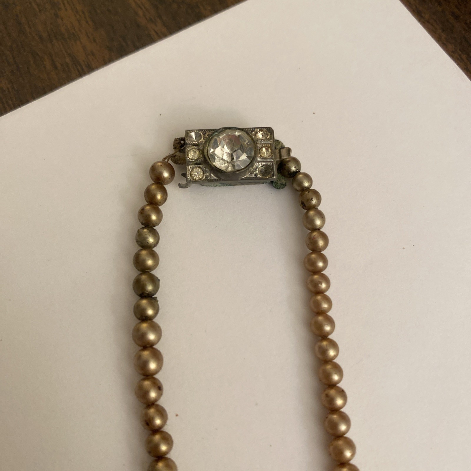 Vintage Faux Pearl Necklace With Rhinestone Clasp