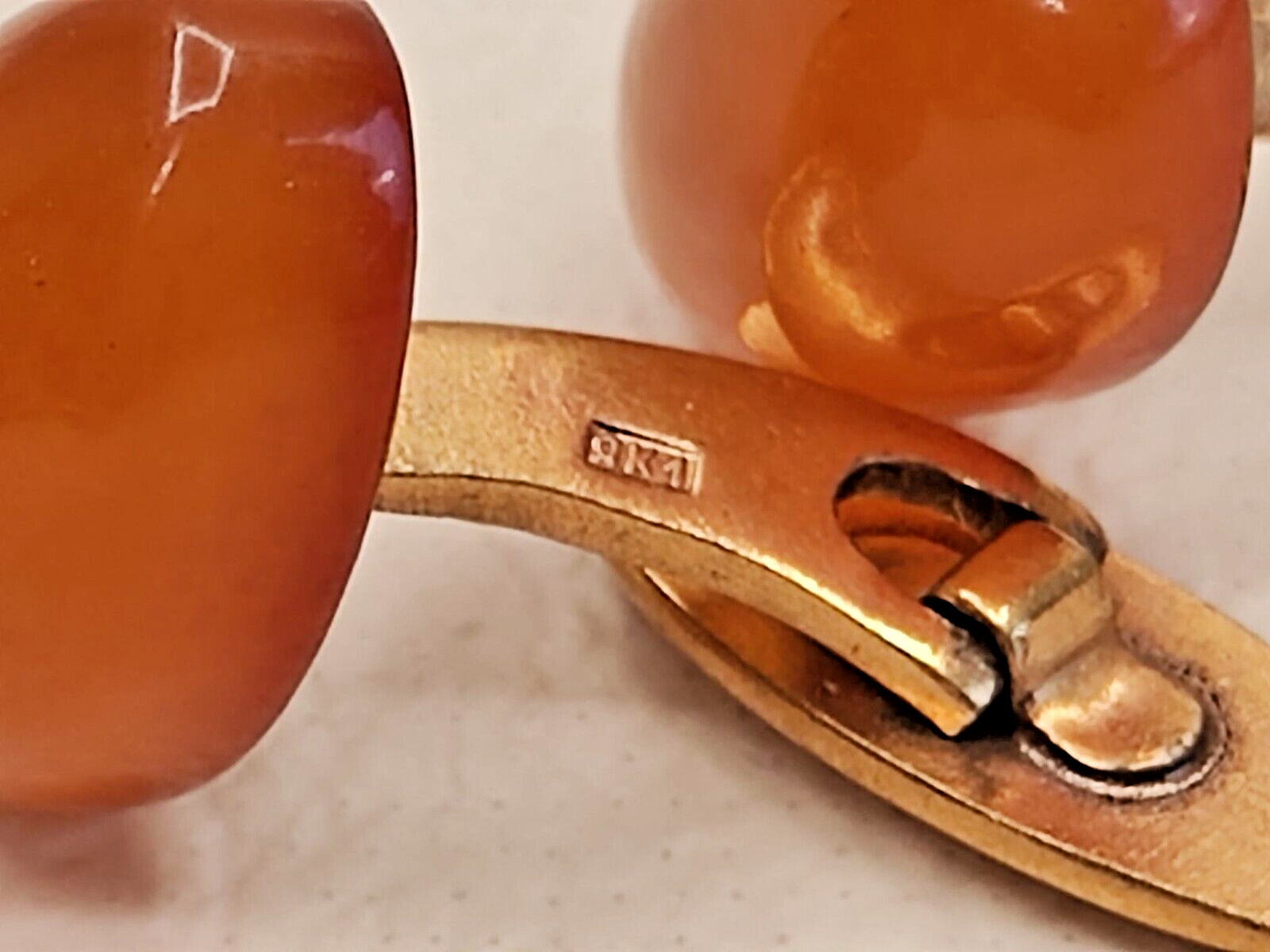 Gold plated cufflinks with amber USSR
