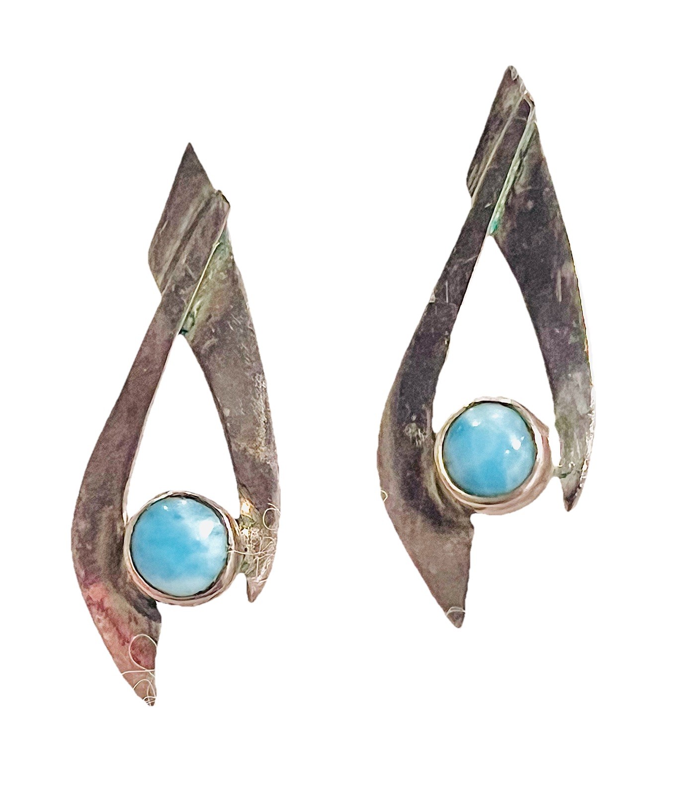 Sterling Silver Turquoise Earrings 2.5 Grams Dangle Post Style Southwestern 1”