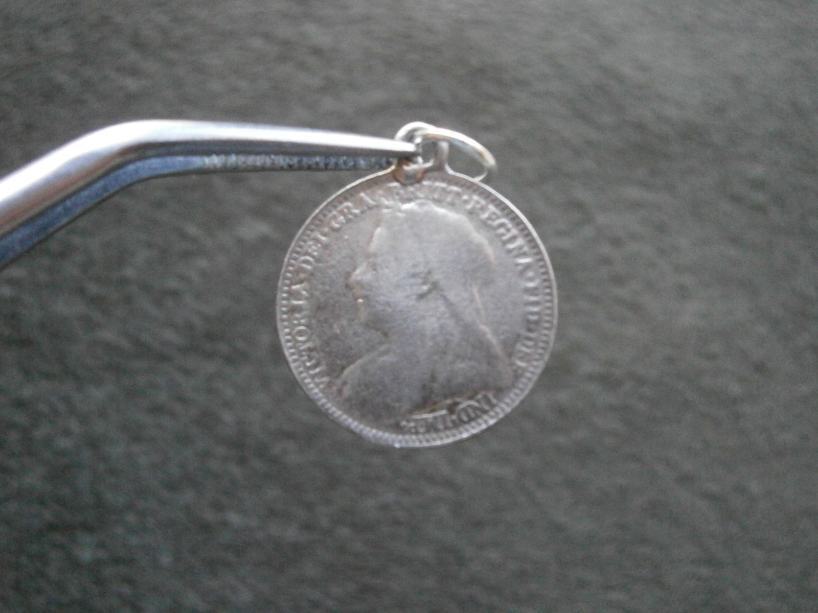 Victoria Sterling Silver Threepence 3d Coin Antique Charm Pendant ~ 1900