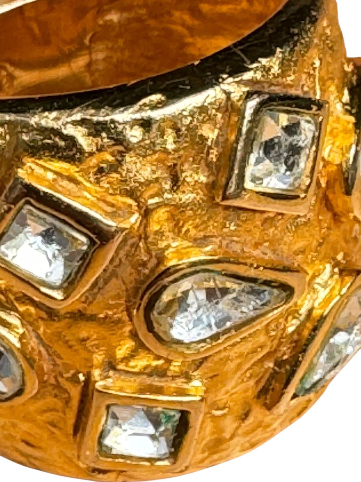 Yves Saint Laurent Vintage 1980s Gold Statement Ring Size US 7.5