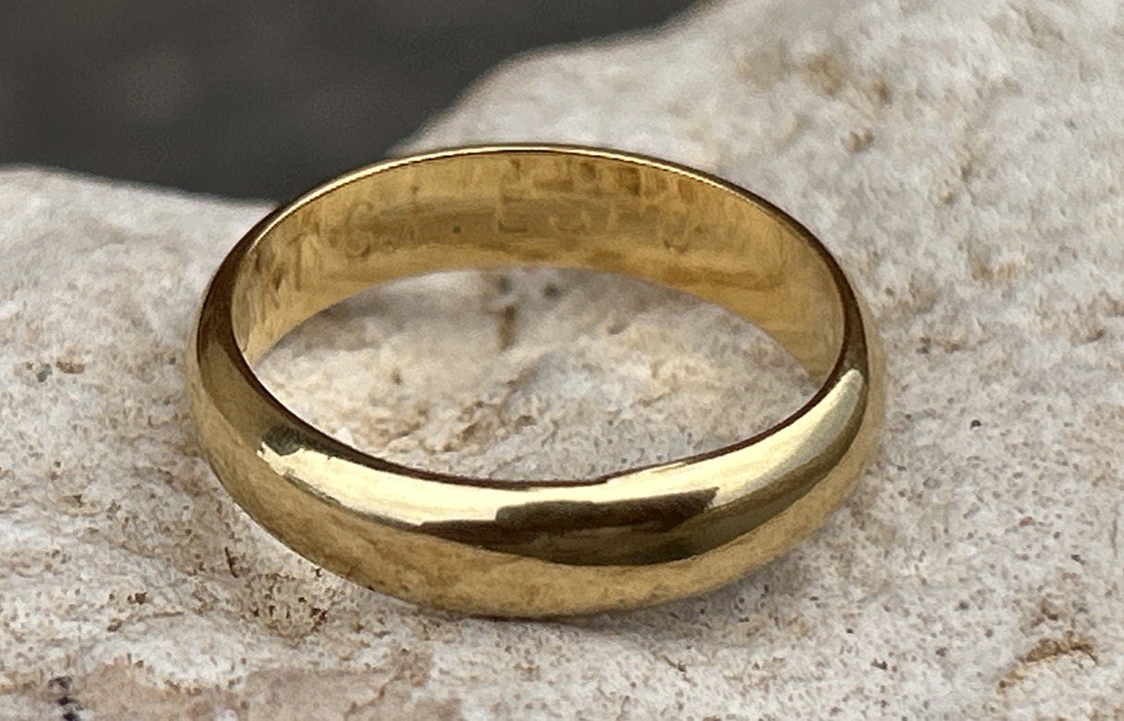 Signed ESPO 10k Gold Filled Ring Wedding Band Size 6 Vintage 4MM Wide Band