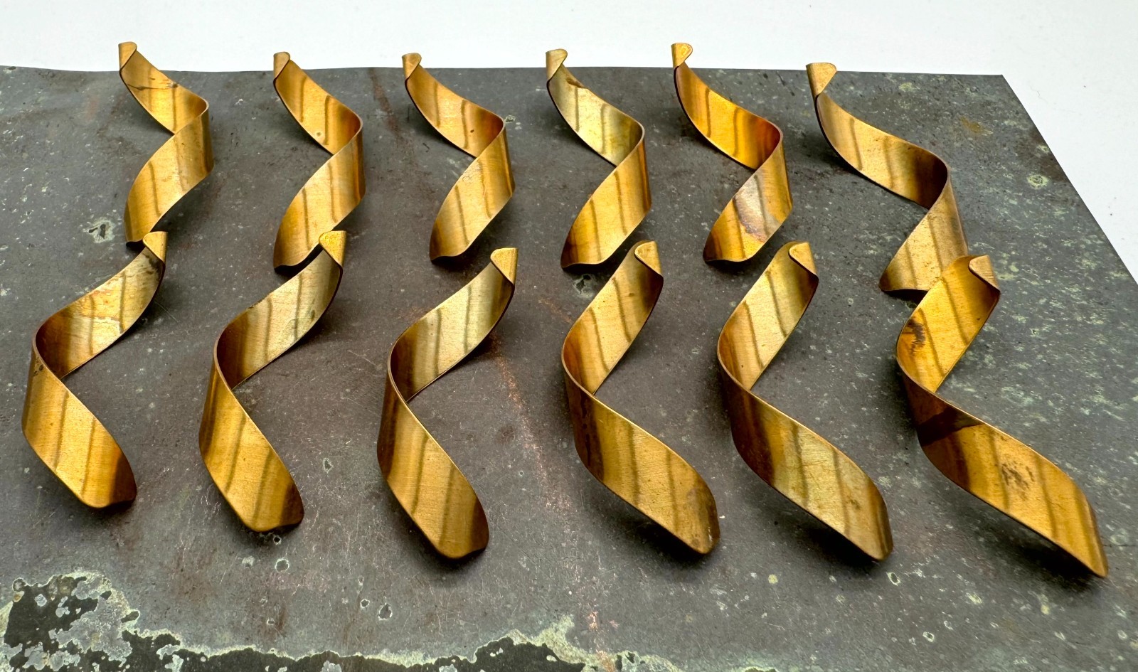 Vintage Brass Long Curls Jewelry Stamping Lot of 12
