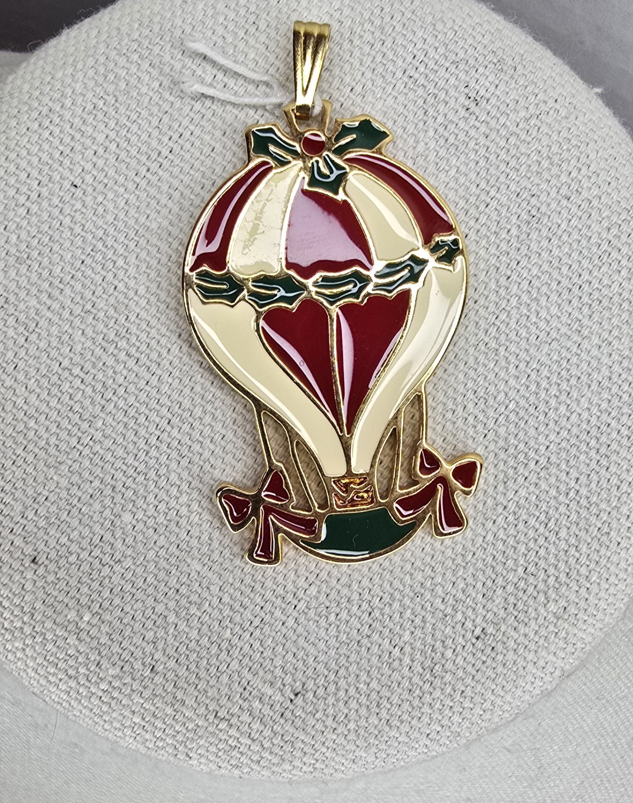 Vintage Wallace Silversmiths HOT AIR BALLOON Enamel Pendant Christmas Ornament