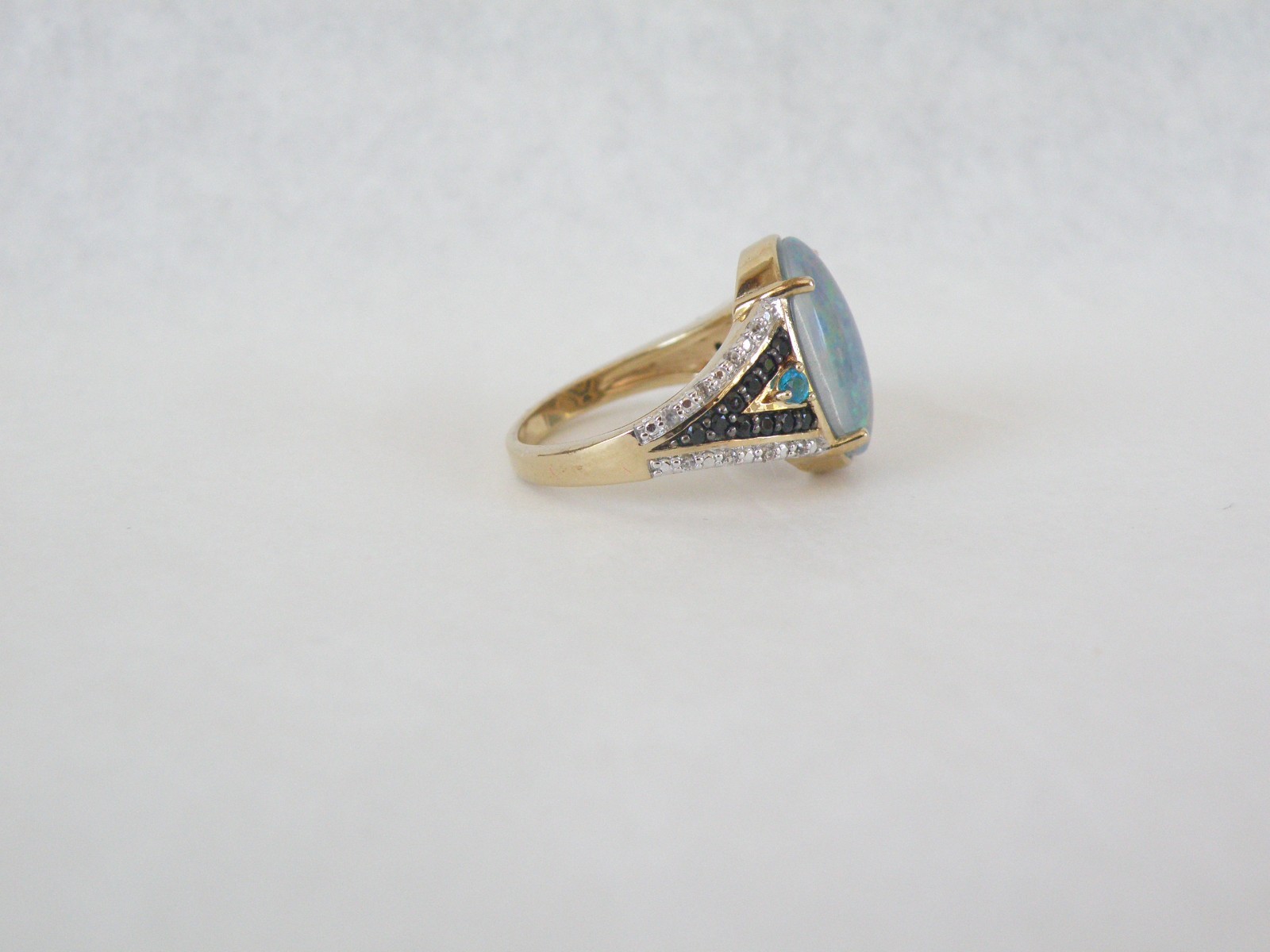 Sterling Silver 925 Gold Over Australian Opal Triplet Gemstone Ring Size 6