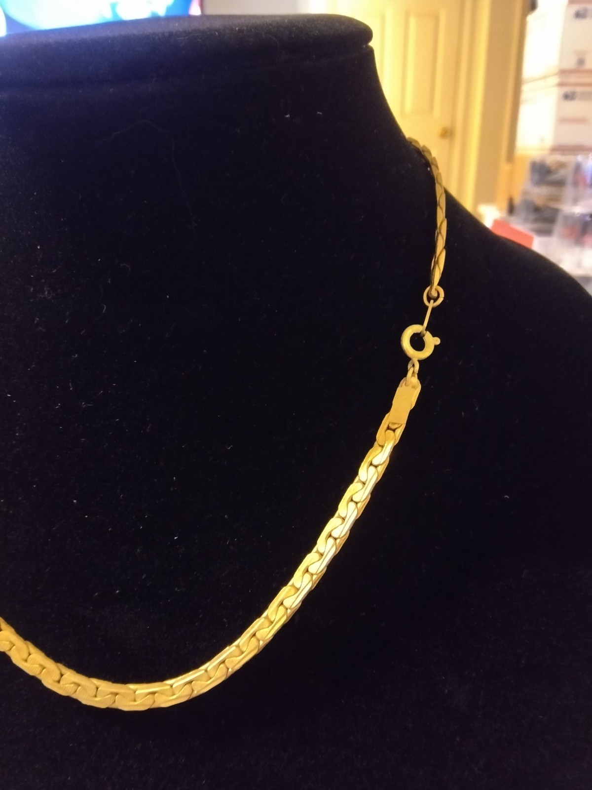 Vintage Gold-Filled Curb Chain Necklace 18 in Spring Ring Closure No Stone
