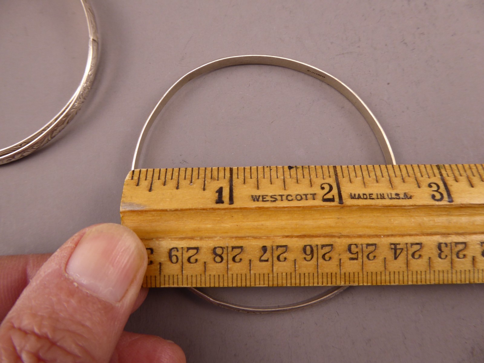Set of 3 925 STERLING SILVER Thin Stackable Bangle Bracelets 1 ounce Vintage