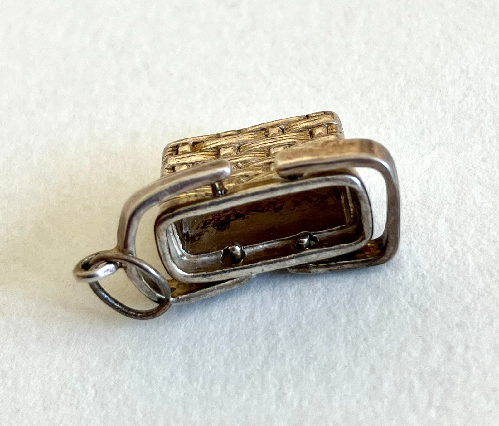 Sterling silver vintage charm, basket