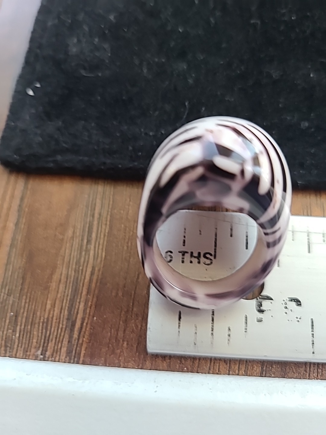 Zebra Print Acrylic Ring Chunky Dome Cocktail Statement Resin Plastic Size 7