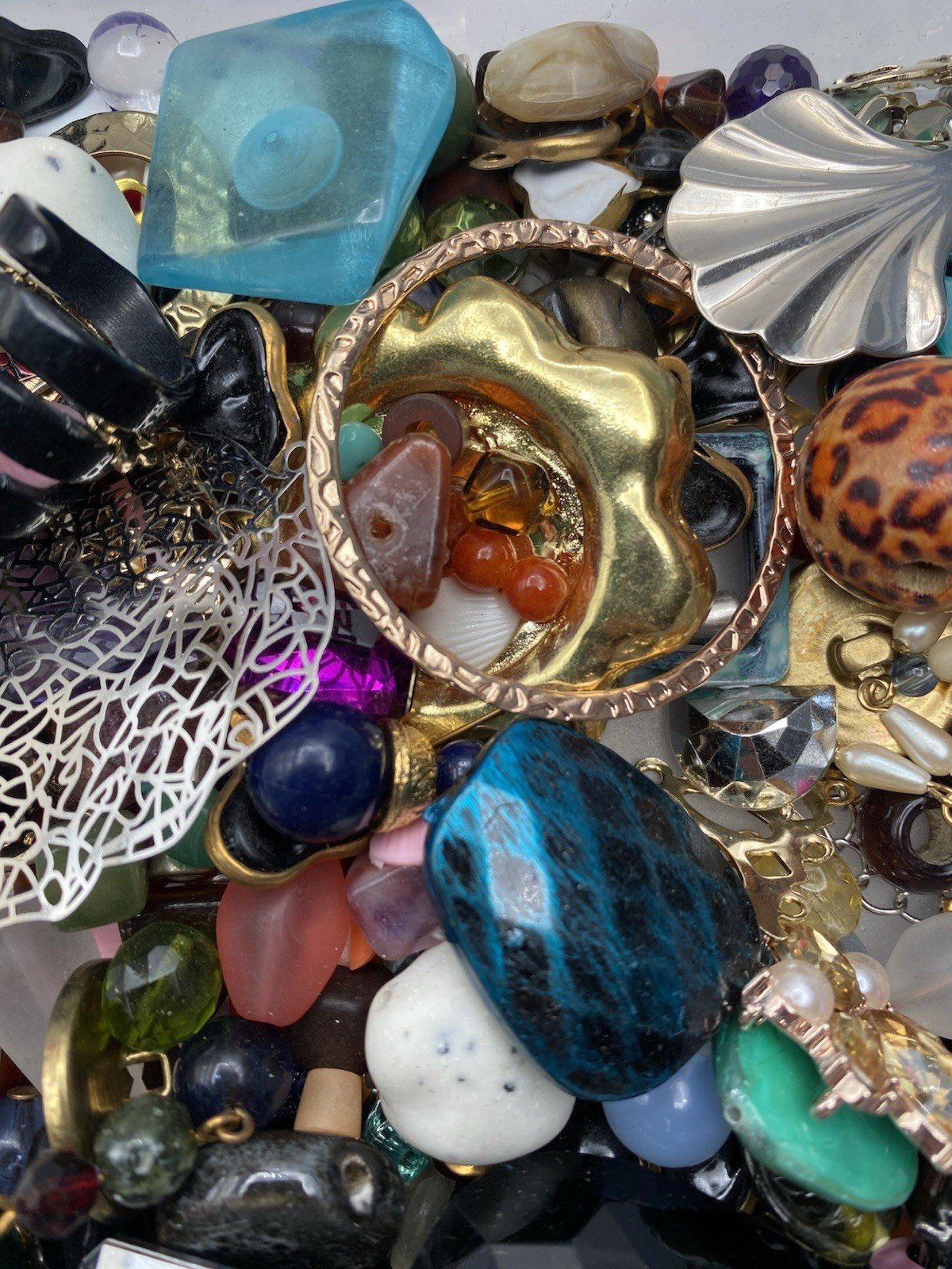 1 Lb Pound Beads, Parts, Findings Vintage Jewelry Supply Craft Lot