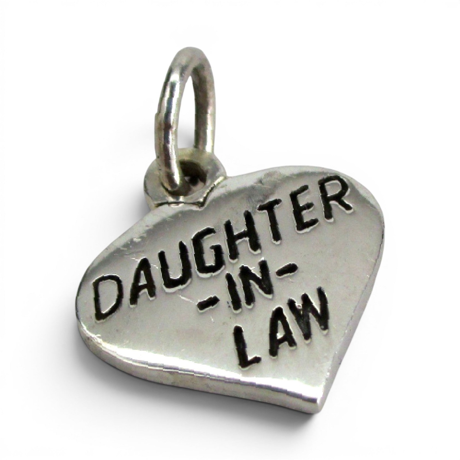 Sterling Silver Daughter in Law Heart Charm for Bracelet Gift for Her Vintage
