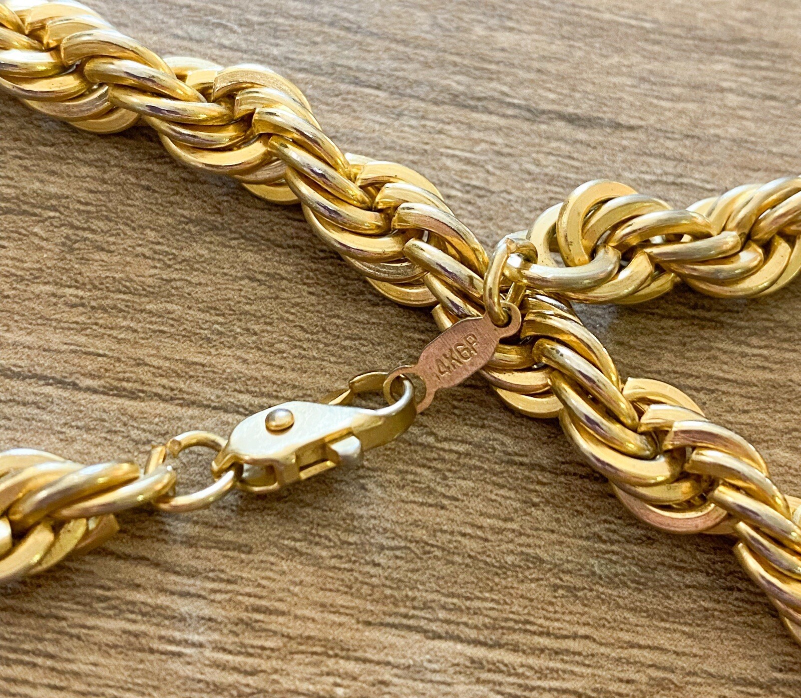 VTG Heavy 14K Gold Plated Rope Chain Crystal Pave Slide Ball Enhancer Necklace