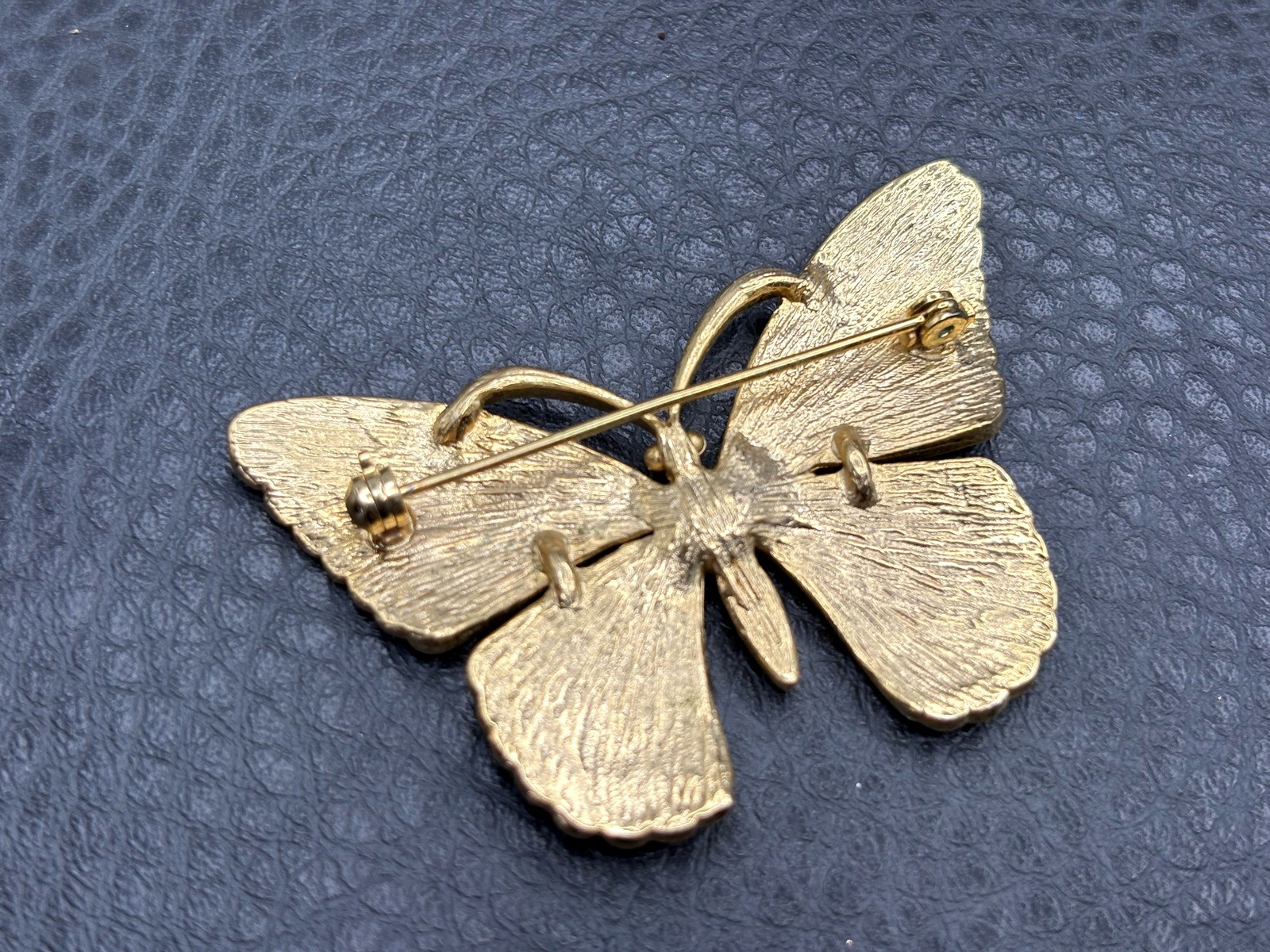 Vintage Gold Tone Colorful Enamel Butterfly Brooch Pin Red Blue Green