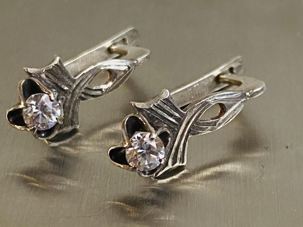 Earrings sterling Silver jewelry USSR 925 Women’s jewelry, gift 125