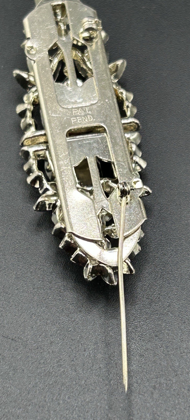 Pat Pend AT180112 Clear Rhinestones Duette Brooch Dress Clips (Missing Stones)