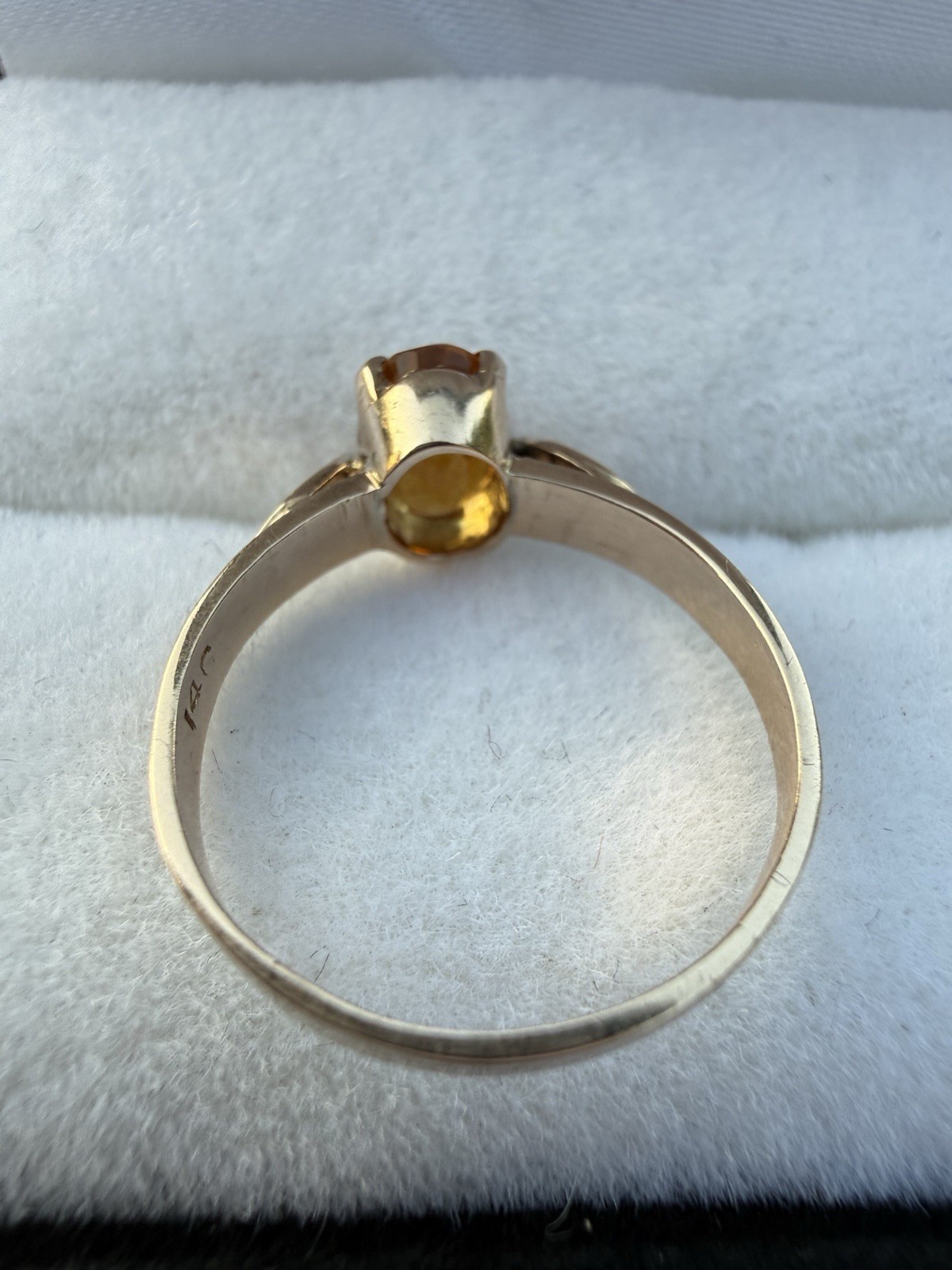 Vintage 14k Rose Gold Madeira 1ct Citrine Oval Solitaire Ring Size 6.25 2.2 Gram