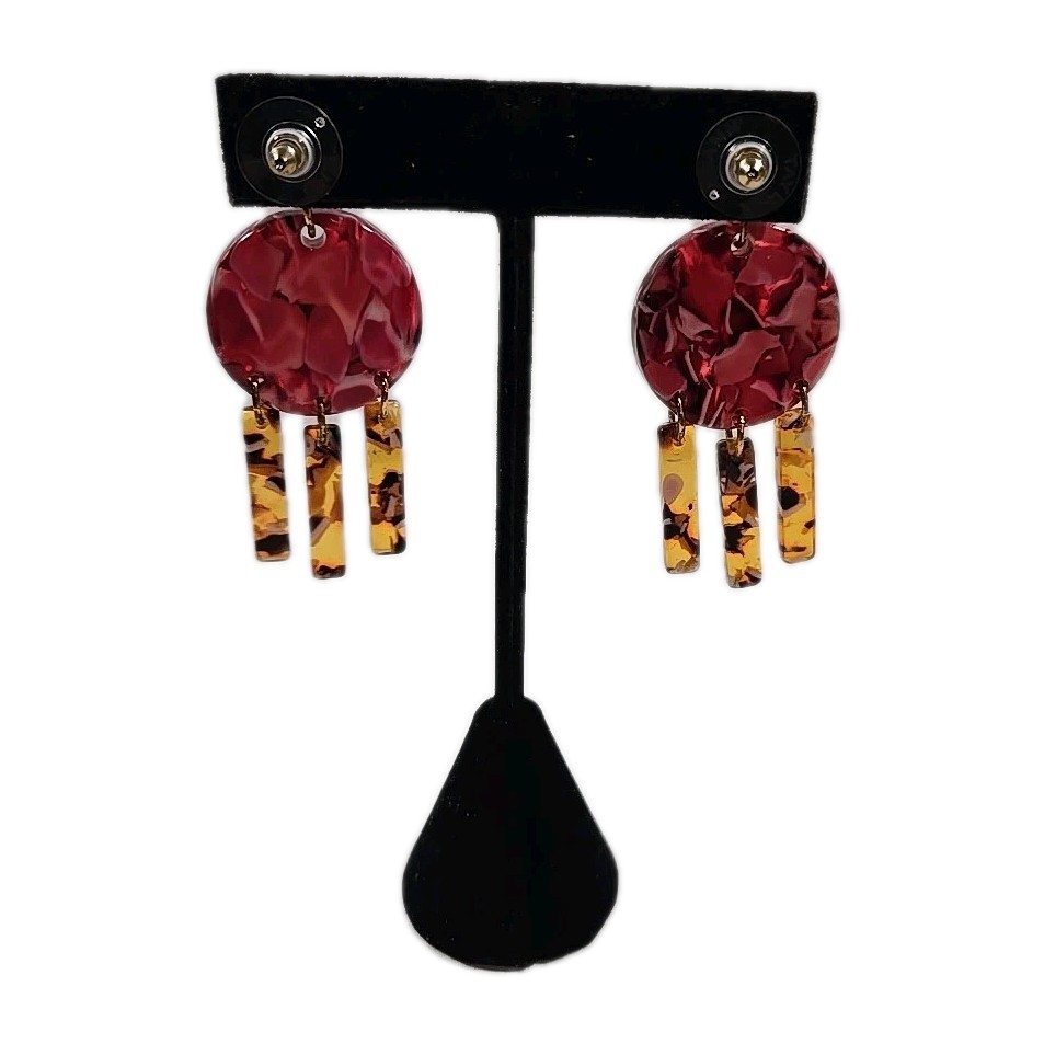 Ann Taylor Dangle Drop Earrings Colorful Acrylic Pierced Costume Jewelry