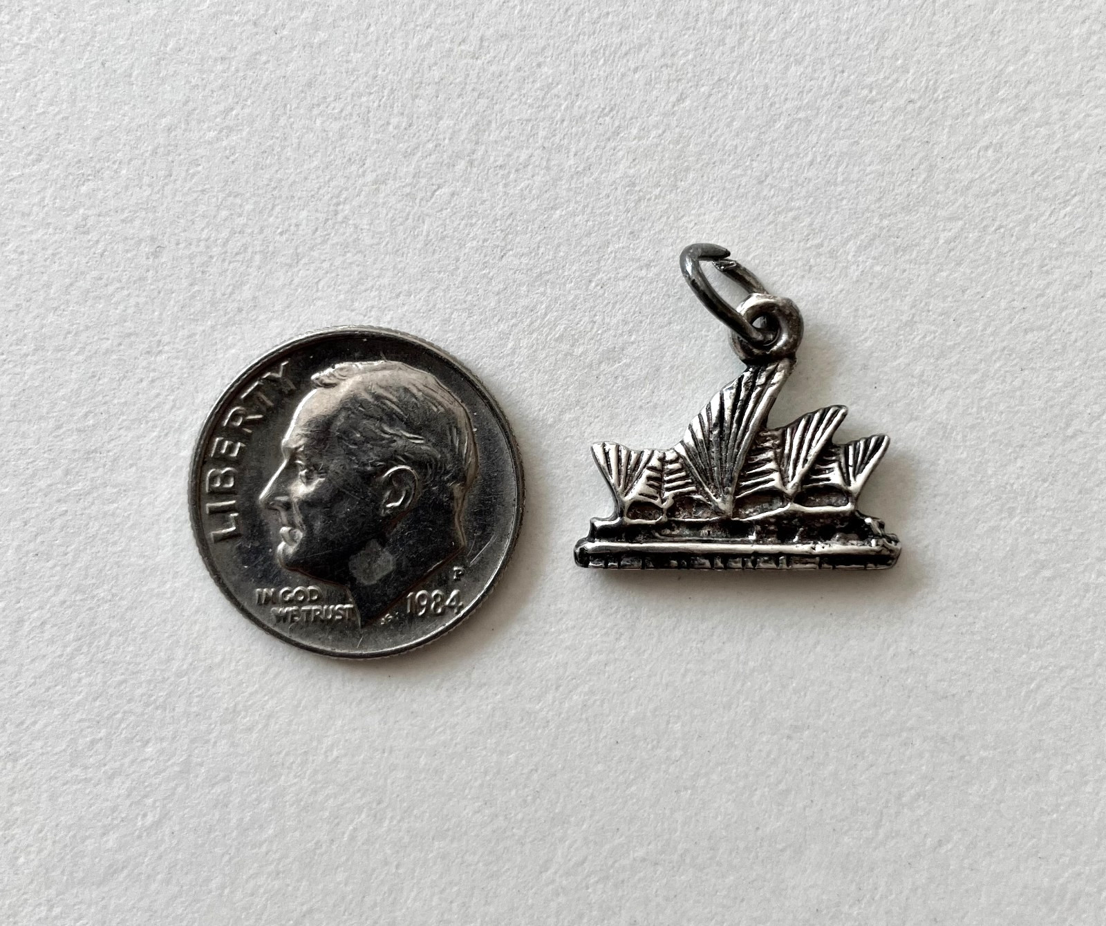 Vintage sterling silver charm, opera house Australia