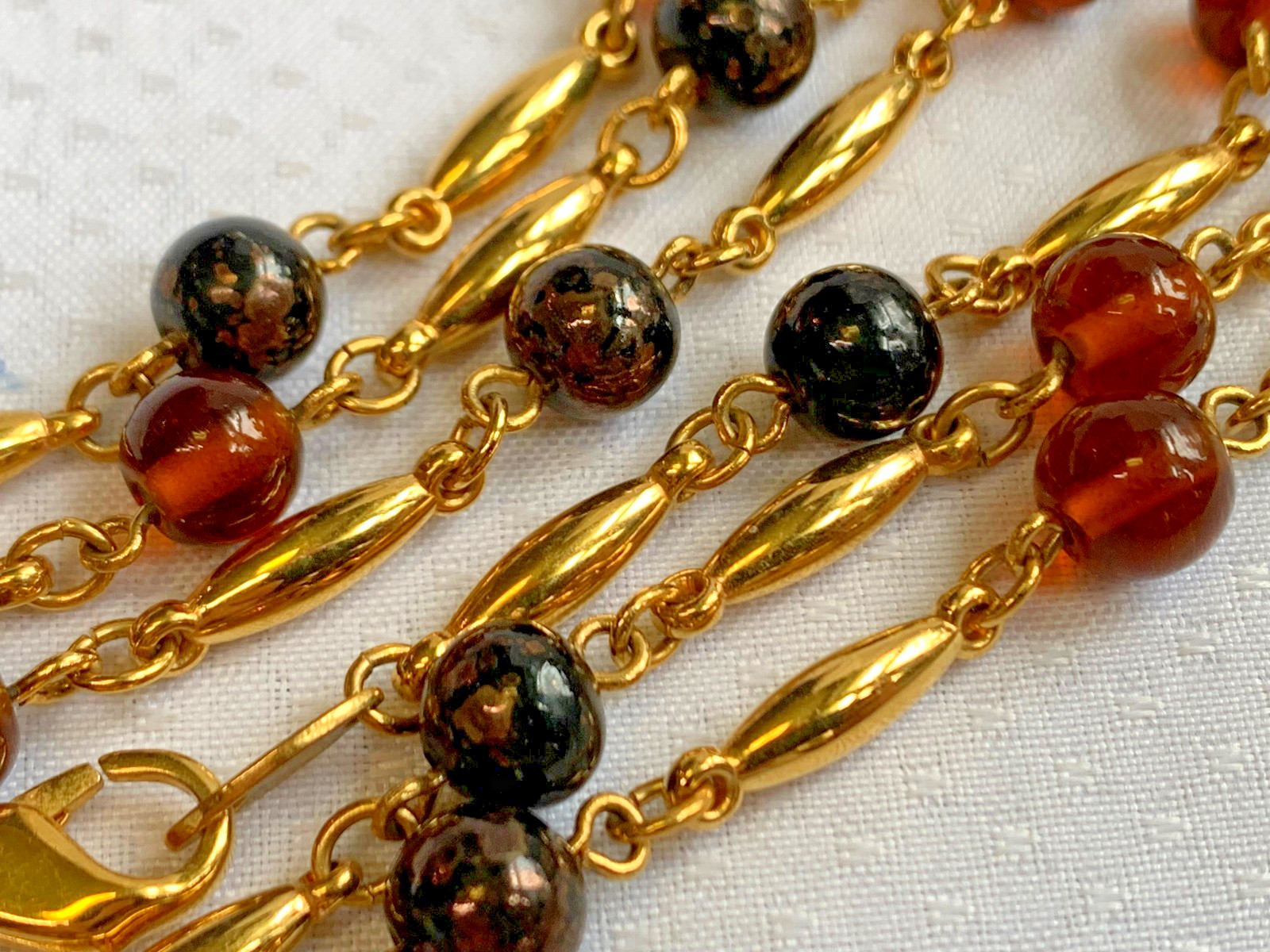 Vtg Costume Jewelry Lot Enamel Tiger’s Eye Faux Amber / Onyx / Gemstones