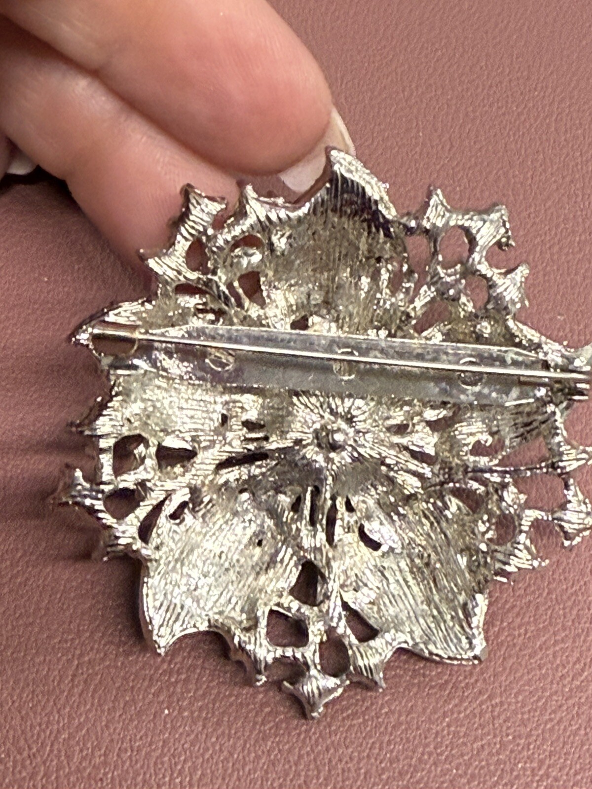 VTG UnSigned Silver Tone Rhinestone Starburst Brooch