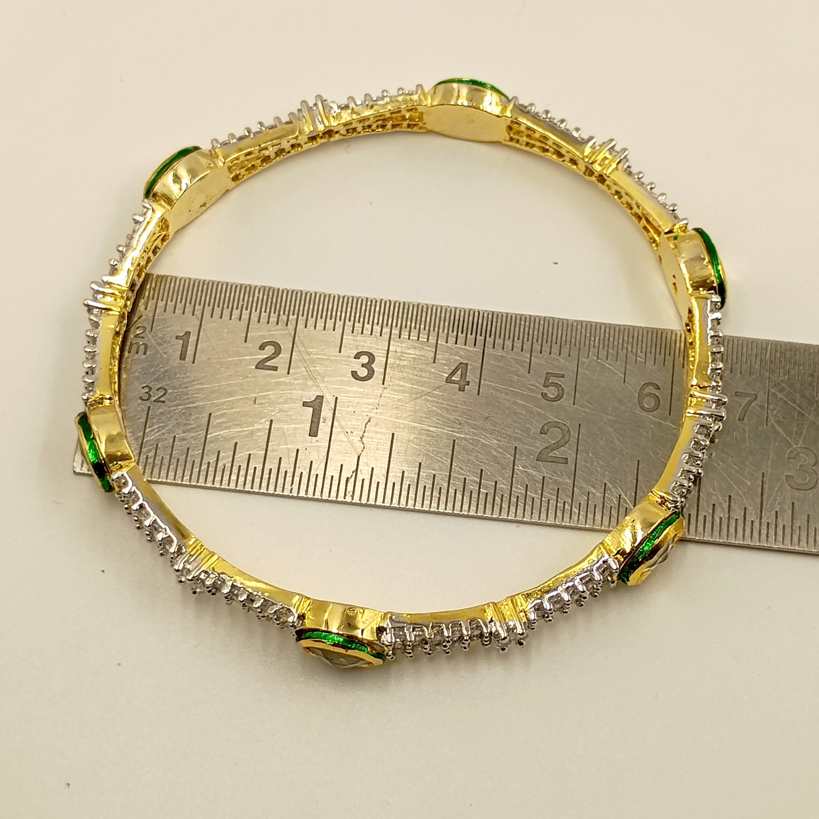 Bridal Wedding Kundan Meenakari Bangles 22k Gold Plated CZ South Indian Jewelry