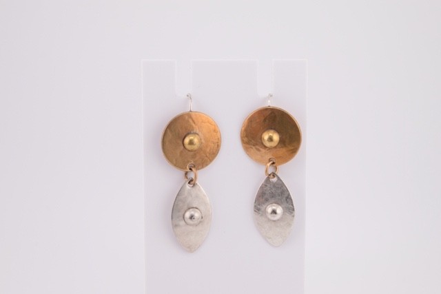 Marjorie Baer Mixed Metals Dangle Earrings Brass and Silver MB SF