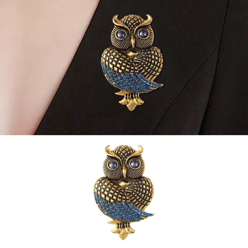 Elegant Owl Rhinestones Brooch Zinc Alloy Craft for Stylish Outfit Enhancement