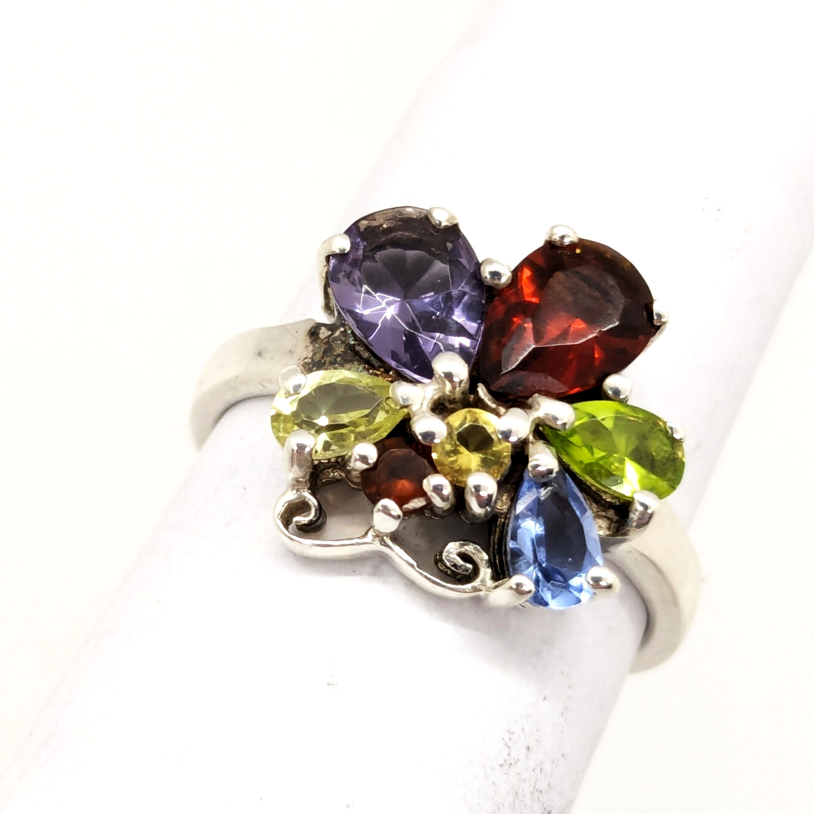 Vintage Luxury RING “Samotsvety”Silver 925 with Bright Stones -size: 7.5US| #127