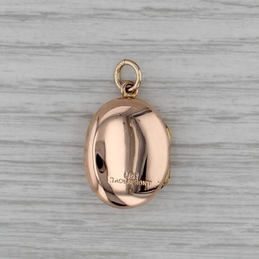 Vintage 9k Rose Gold Seed Pearl Locket Pendant Charm Fob Opens