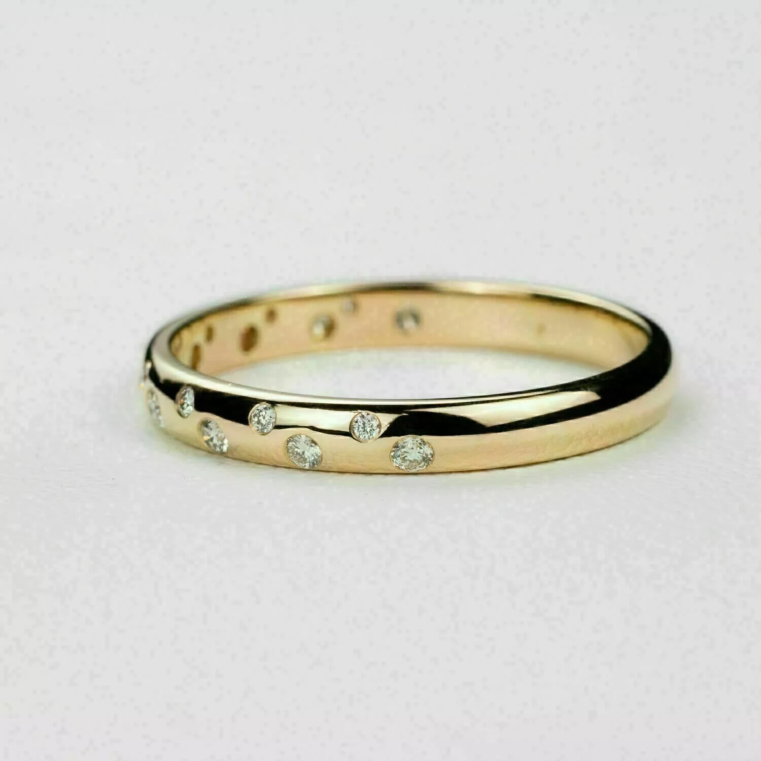 0.50Ct Round Lab Created Diamond Flush Set 14K Gold Finish Engagement Band Ring