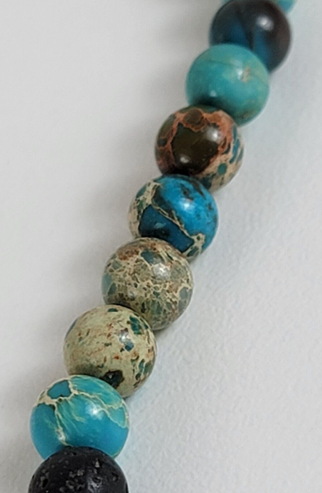 Vintage Multicolor Gemstone Beaded Stretch Necklace 21 In Bohemian Surfer