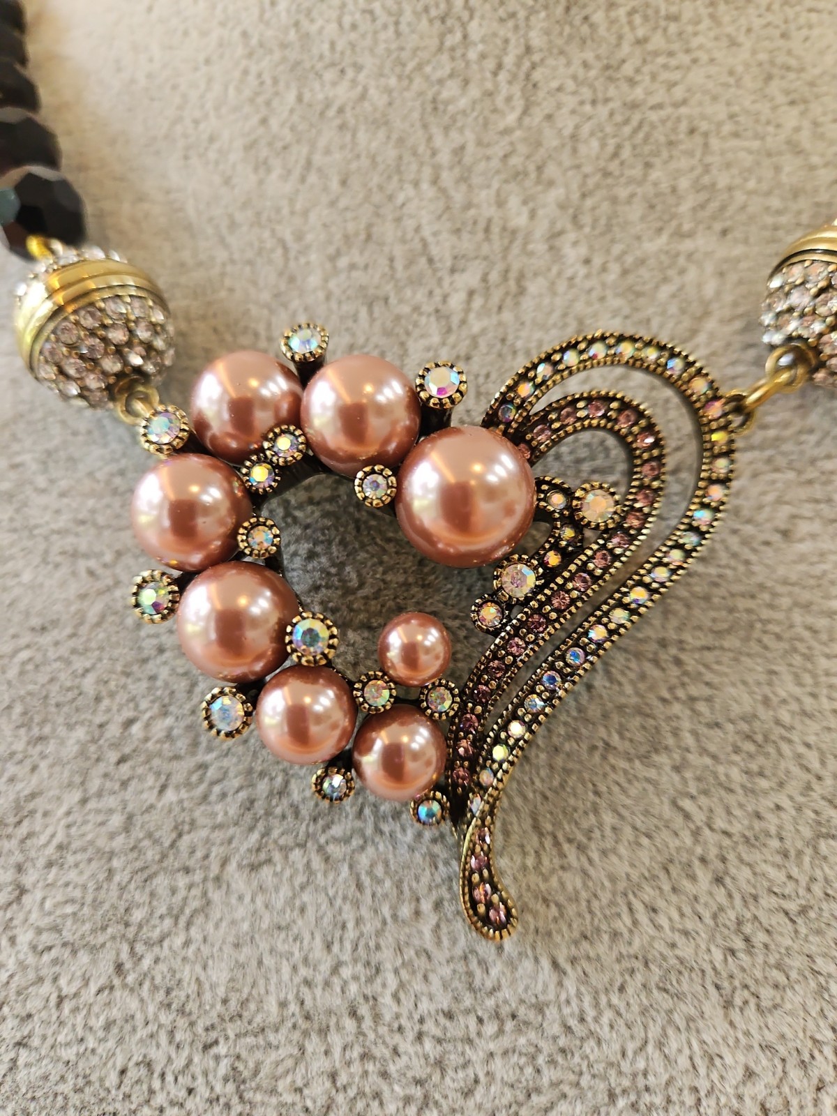 Heidi Daus Pink Pearl & Crystal MAGNETIC pendant From the Snap Apart Collection