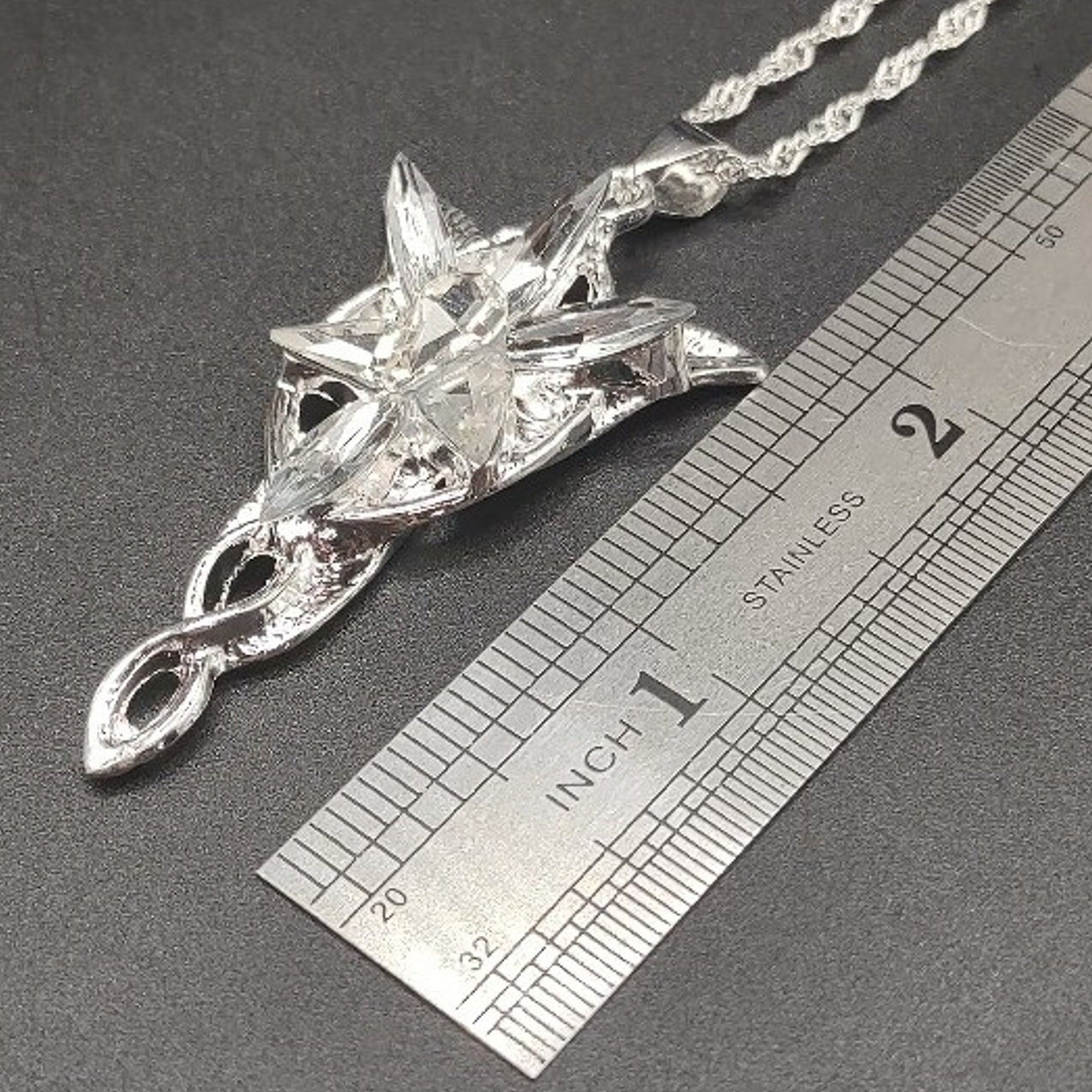Silver LOTR Arwen Evenstar & CZ Necklace Valentine’s Anniversary Birthday gift