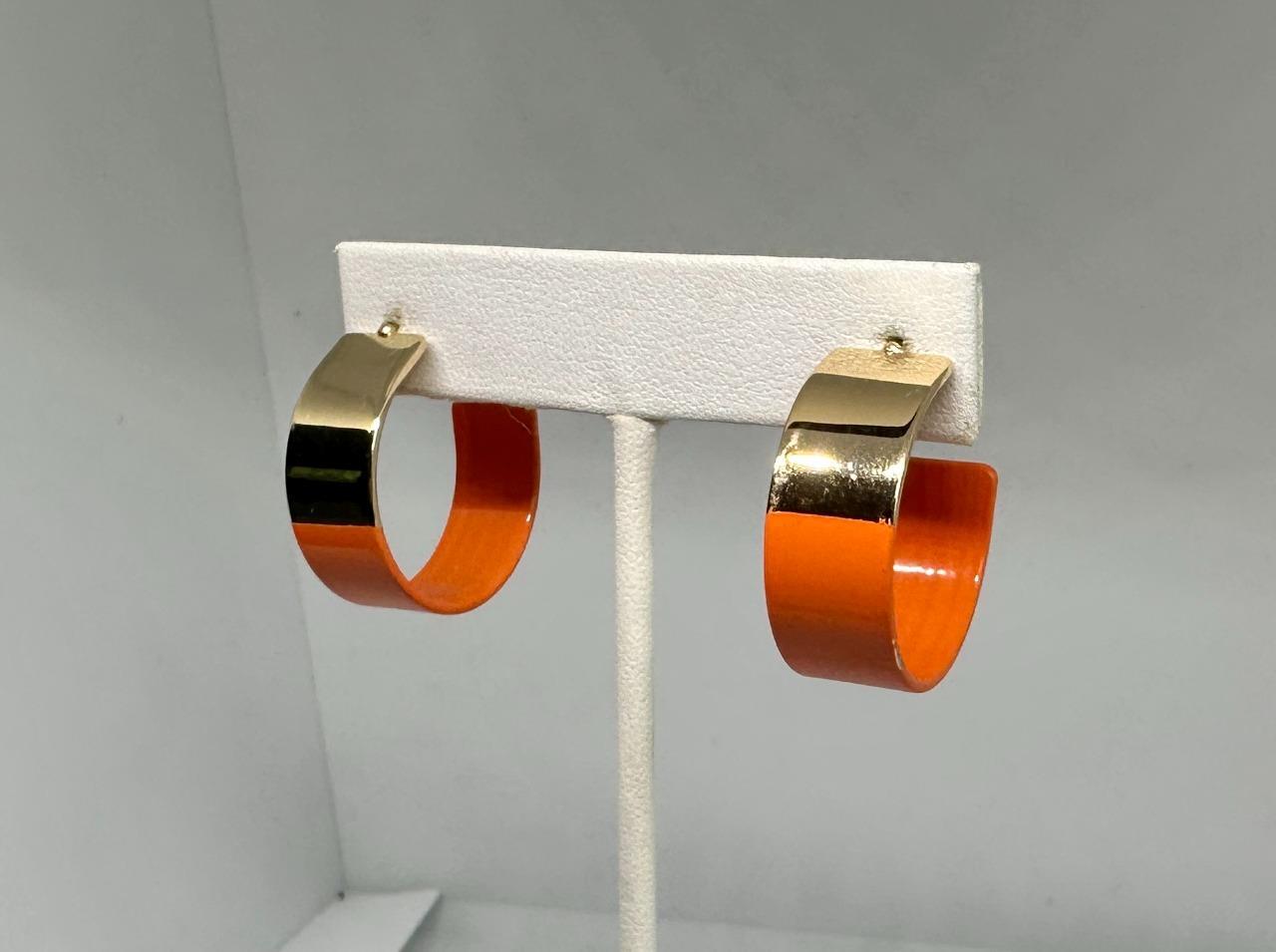 Vikki Carr Estate Orange Hoop Earrings Certificate Of Authenticity 1 Inch