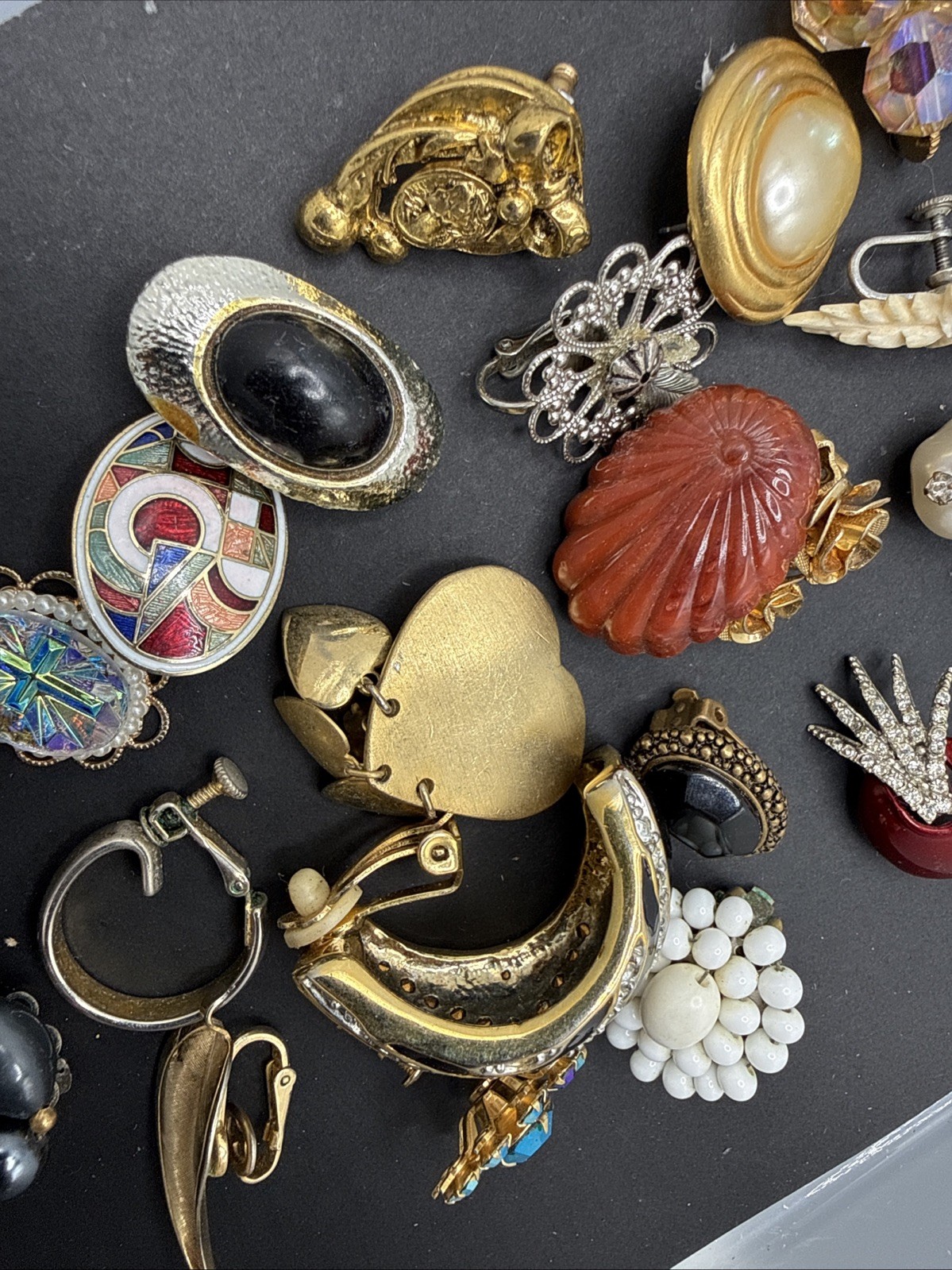 Lot Of SINGLE Earrings Mostly Vintage Clip On – Parts Craft – Some Signed E3-6
