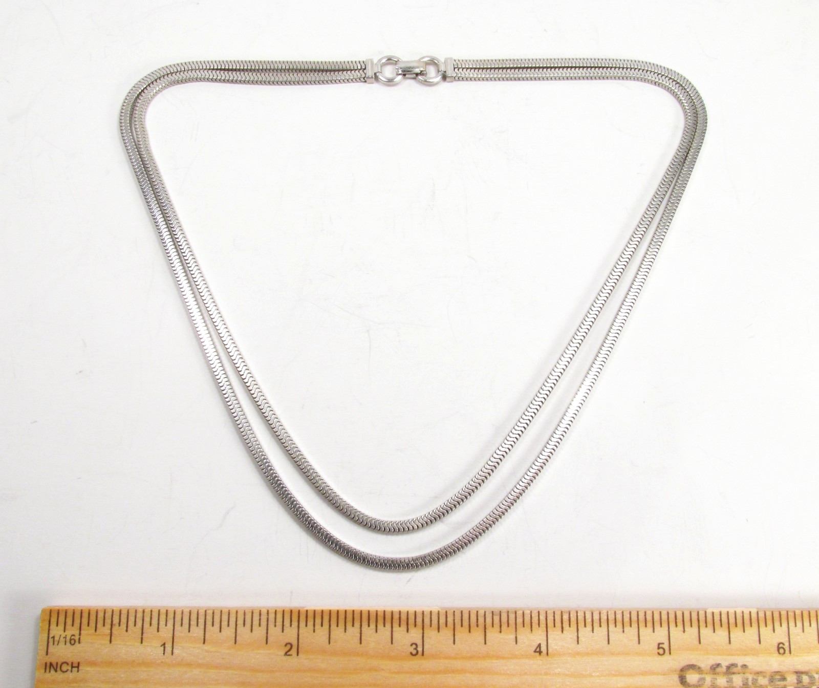 Vintage Forstner USA Sterling Silver Square Snake Chain Choker Necklace 15-3/4″