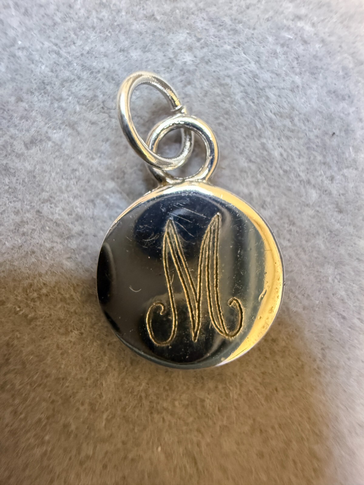 Vintage Initial Letter ‘M’ DSMK 925 Sterling Silver Round Charm Pendant 6198
