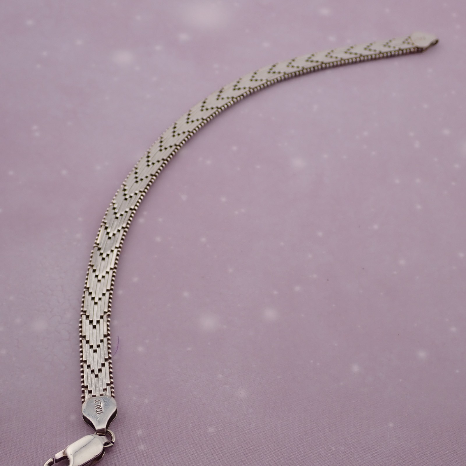 VTG Sterling Silver Rose Tone 6mm Bi-Color 7 1/2″ Flexible Bracelet 14.8 grams