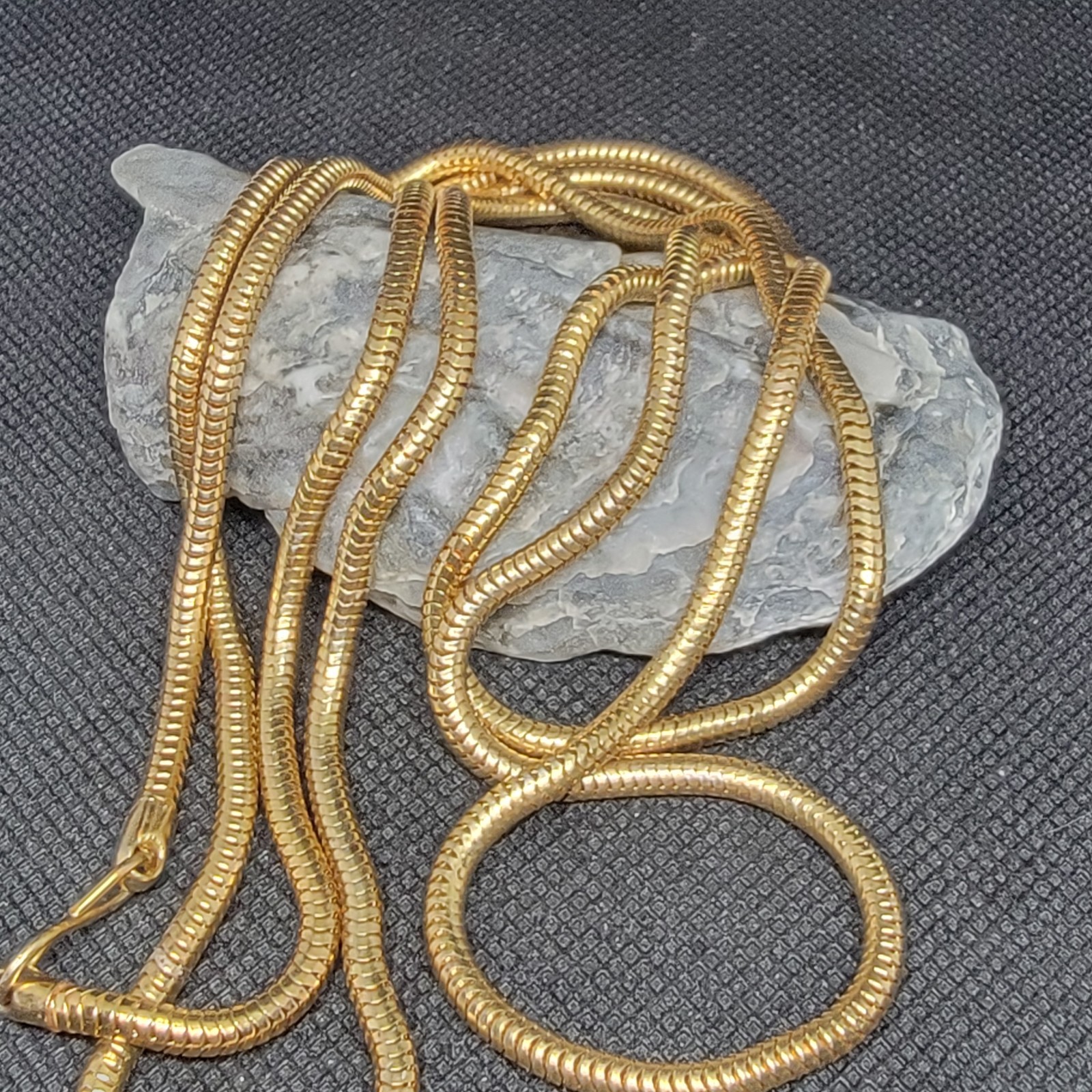 Vintage Gold Tone Snake Chain Necklace Smooth Flexible Chain