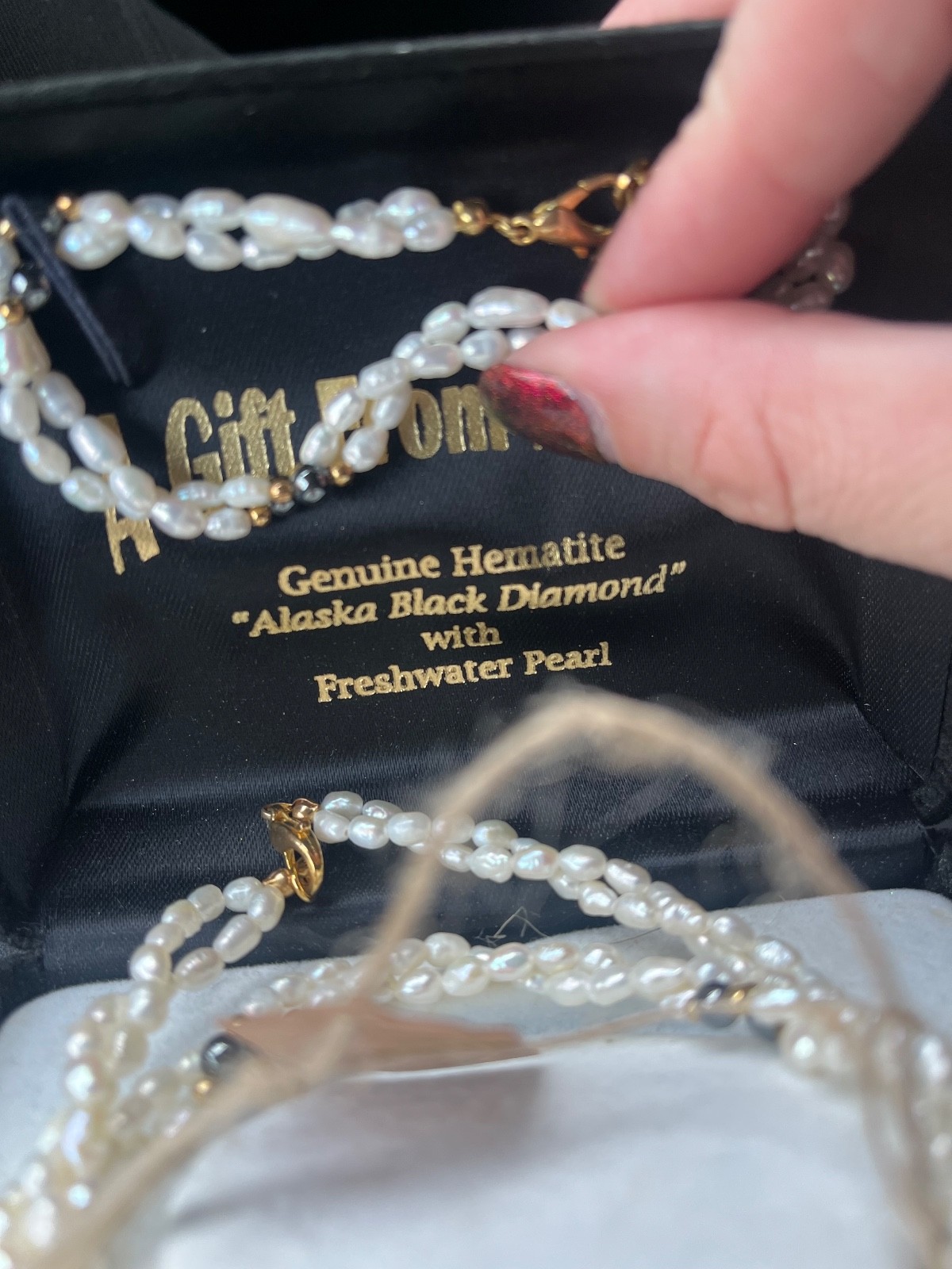 Alaskan Hematite Freshwater Pearl Bracelet Gift From Alaska Black Diamond