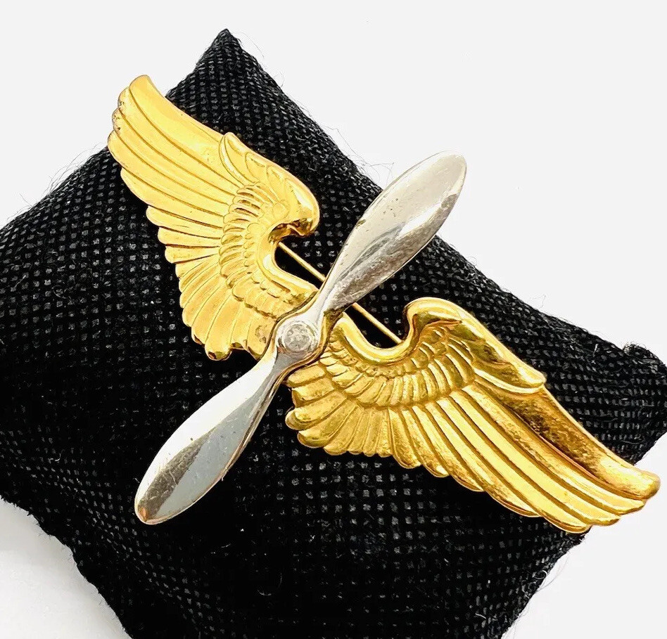 Large WW2 TRUART Large Sterling Silver Army Air Corps Sweetheart Brooch 3 Inches