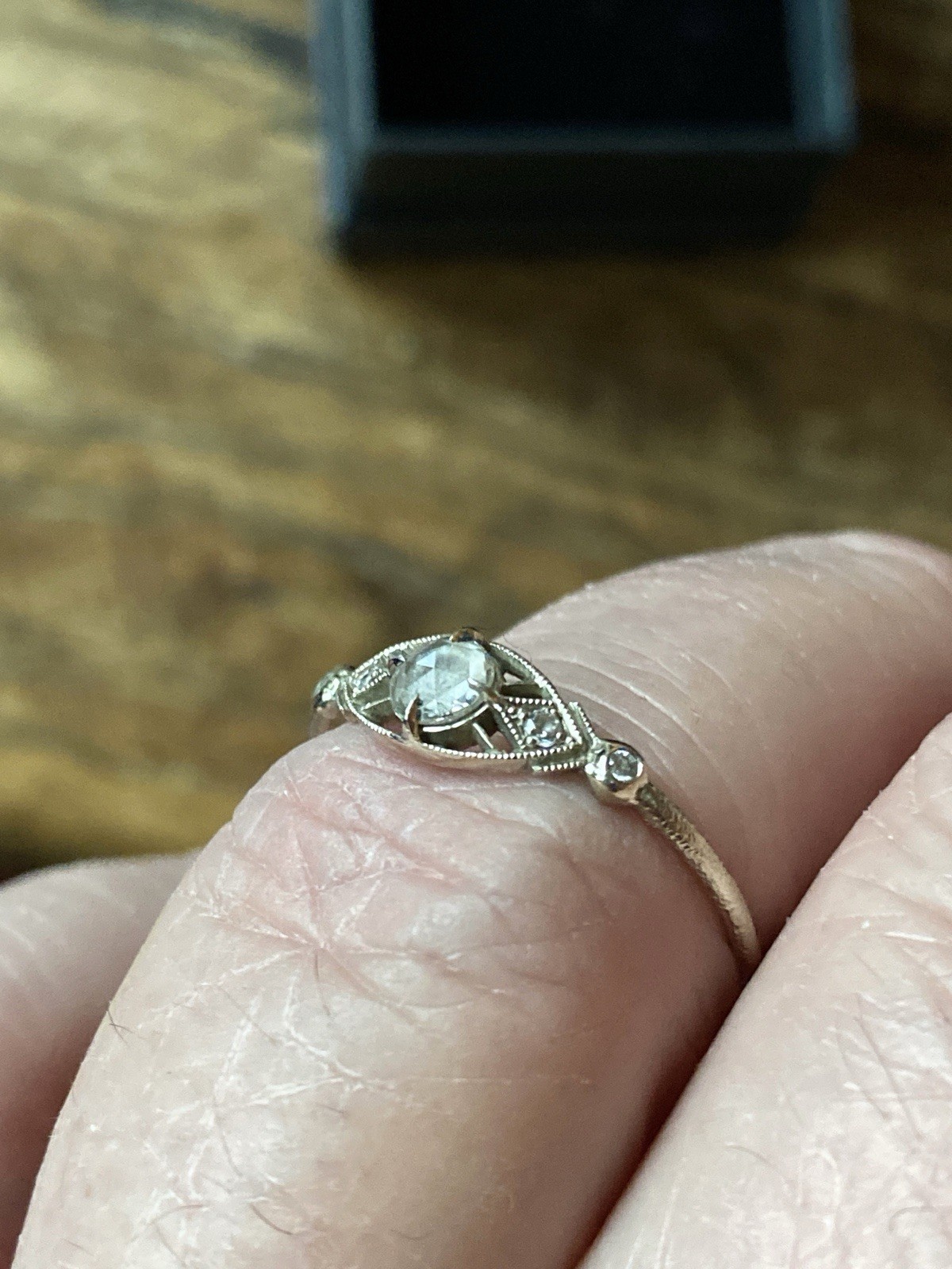 DMD Metal Isadora Ring/with 4mm White Rose Cut Diamond