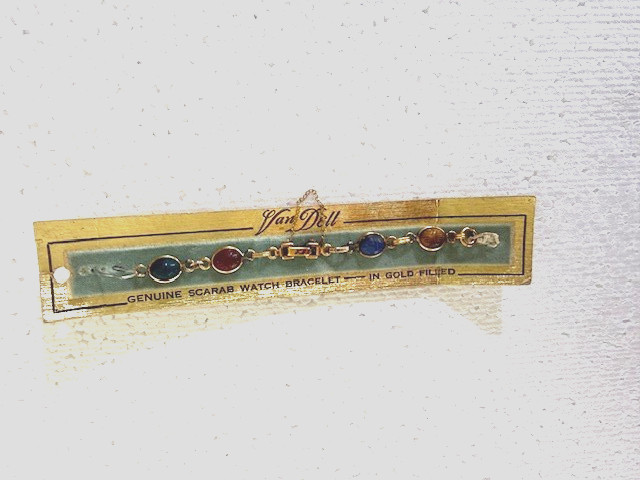 BRAND NEW OLD STOCK, “VAN DELL” GENUINE SCARAB, WATCHBAND/BRACELET “GOLD FILLED”