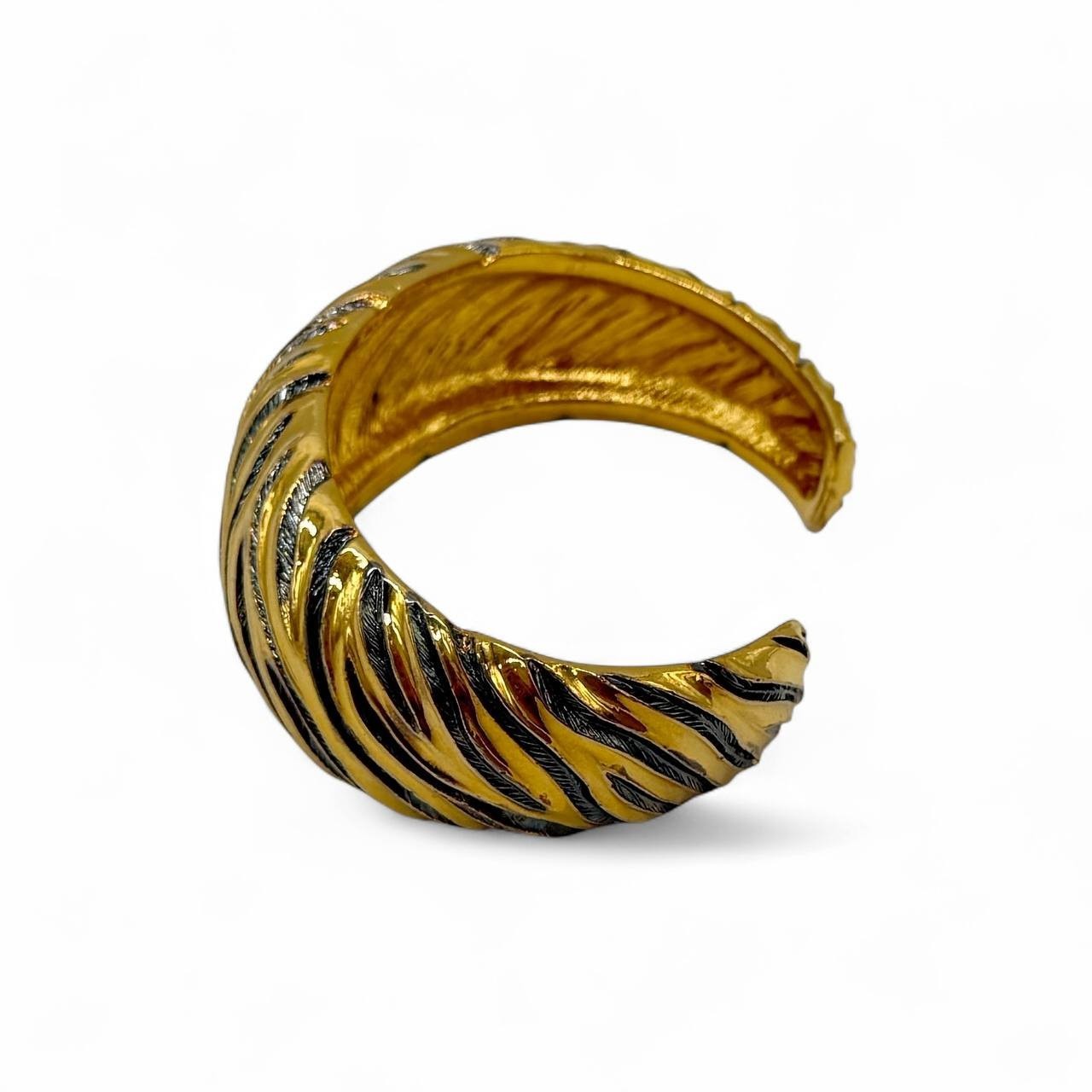 Vintage YSL Robert Goossens Gold Tone Zebra Cuff Bracelet France