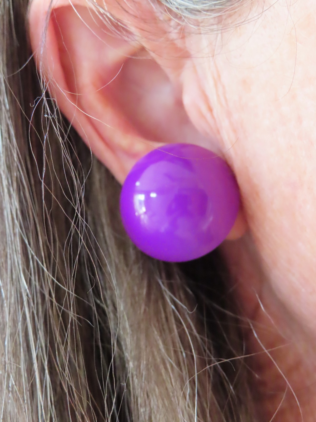 Vintage 1980’s Purple Metal Domed Clip Earrings