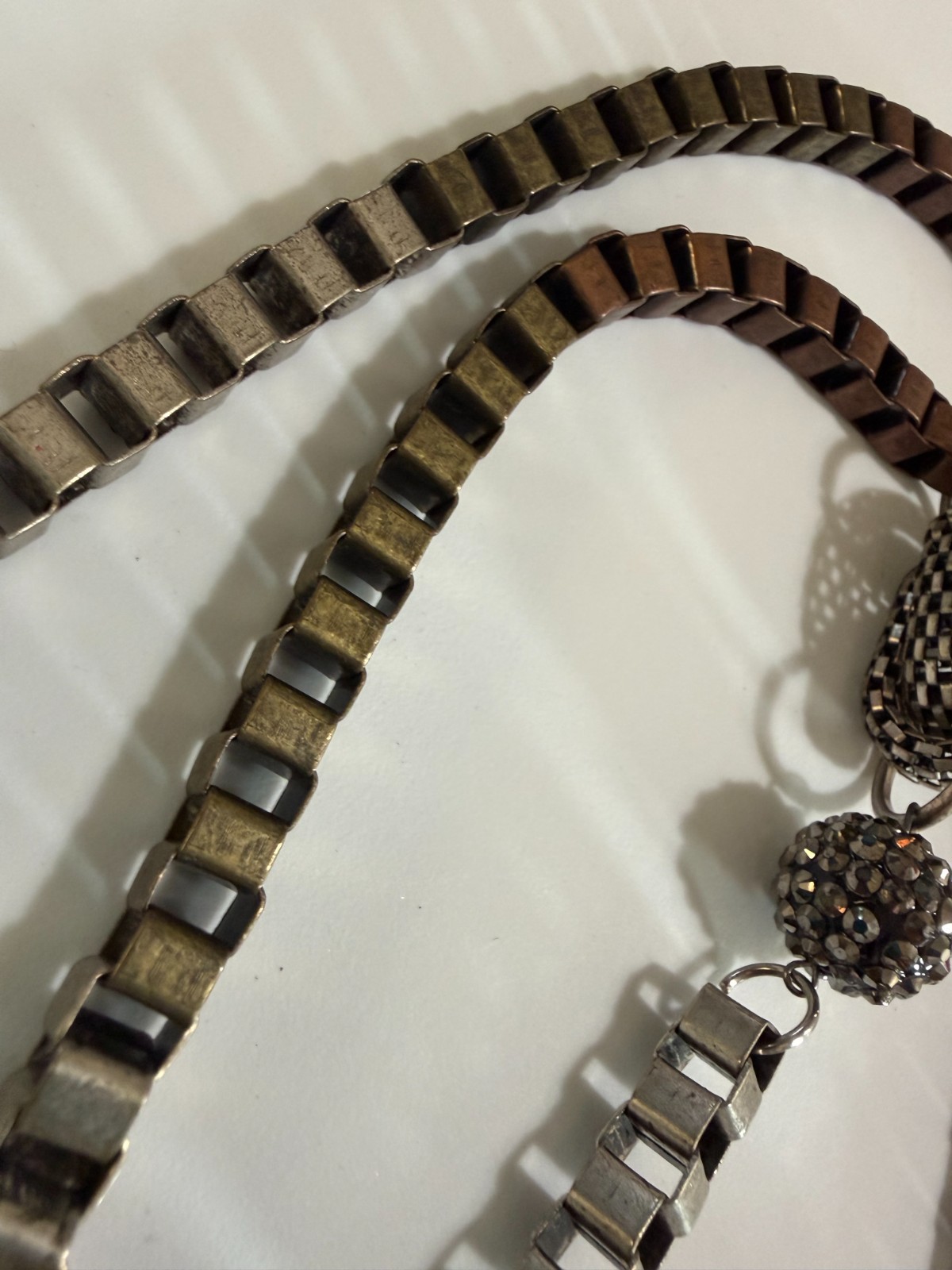 Vintage 80’s Sculptural Necklace Copper Bronze Knots Chains Metallic Industrial