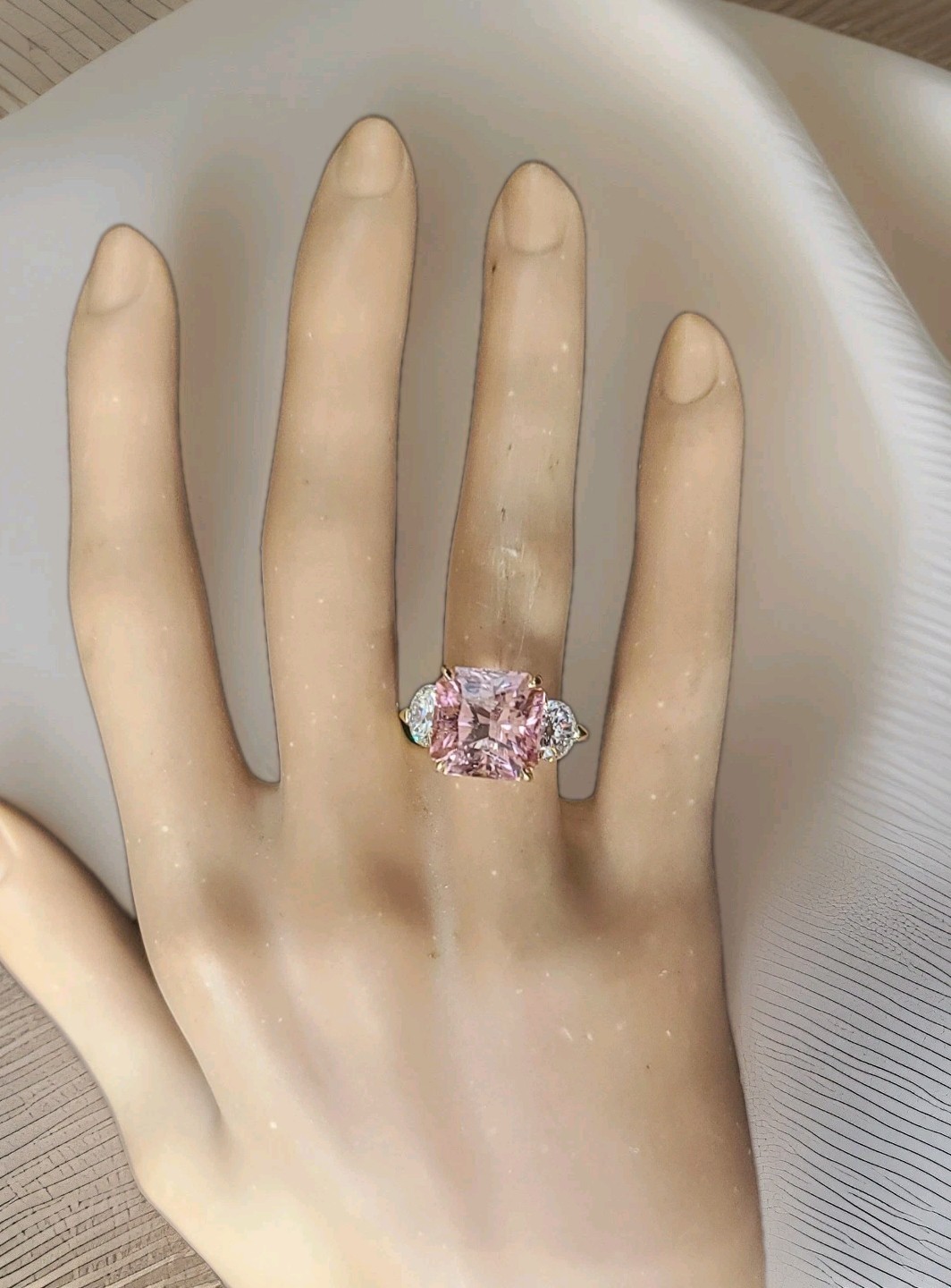 Vintage 14k Yellow Gold Engagement Ring 7.64ct. Natural Pink Tourmaline Radiant